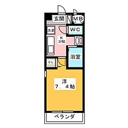 メゾン・アンクレ 6階1Kの間取り