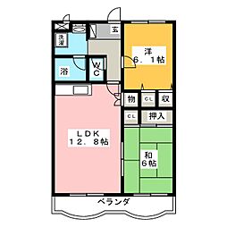 S-FORT新瑞橋 5階2LDKの間取り