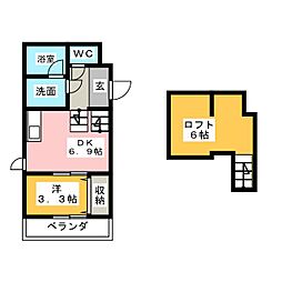 FAMILY STAGE道徳I 1階1DKの間取り