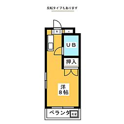 柴田山田ビル 5階ワンルームの間取り