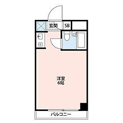 プレスイン豊 4階ワンルームの間取り