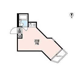 プレスイン豊 4階ワンルームの間取り