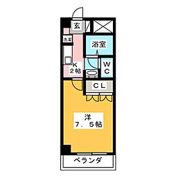 エトワールパレス 3階1Kの間取り