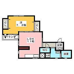 ＧＲＡＮＤＵＫＥ金山 3階1LDKの間取り