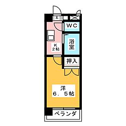 セントラルハイツ堀田 6階1Kの間取り