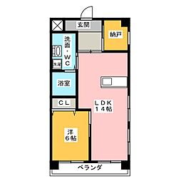 ハイツ西郊 3階1SLDKの間取り