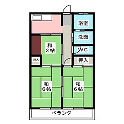 第3よしかねコーポ 4階3Kの間取り