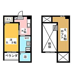 charmant 1Kの間取図画像