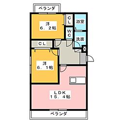 リバーサイドチトセ 2LDKの間取図画像