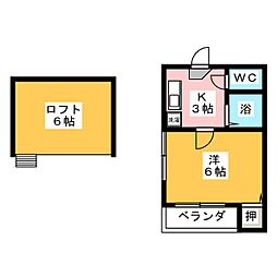 アソシア堀田 1Kの間取図画像
