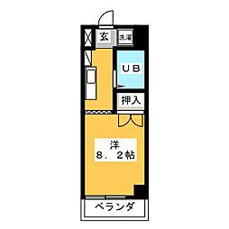 ハニリリカ3 ワンルームの間取図画像
