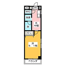 エトワールポレール 1Kの間取図画像