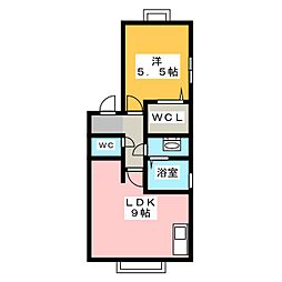 セジュール里 1LDKの間取図画像