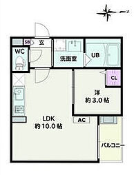Jack motoshibatahigashiII 1LDKの間取図画像