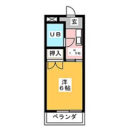 フラワーパレス三条 1Kの間取図画像