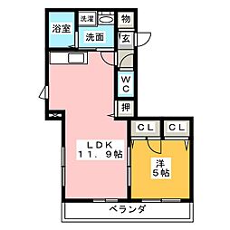 メゾンエスポワール 1LDKの間取図画像