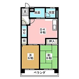 ブラザービル八幡 2DKの間取図画像