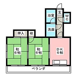 久田ビル 2DKの間取図画像