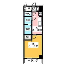 きさらぎ21 1Kの間取図画像