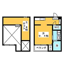 クローバー 1Kの間取図画像