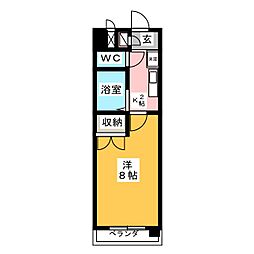 クレセントM浮島 1Kの間取図画像