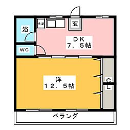 峰ビル 1DKの間取図画像