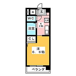 エトワール神宮 1Kの間取図画像