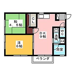 ミア・カーサM.O 2DKの間取図画像