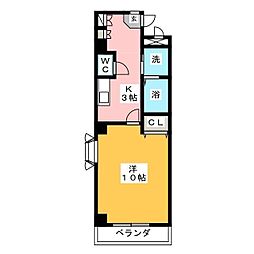本州ビル3 1Kの間取図画像
