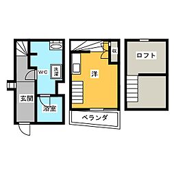 シャレイド豊田本町イースト ワンルームの間取図画像