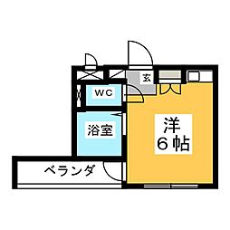サン・ワイド・ウッズ 4階ワンルームの間取り