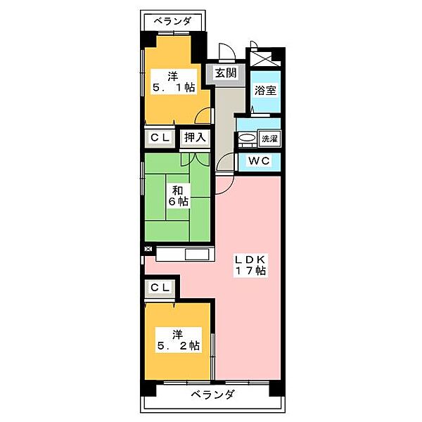 ユーハウス鶴舞II ｜愛知県名古屋市中区千代田２丁目(賃貸マンション3LDK・9階・71.43㎡)の写真 その2