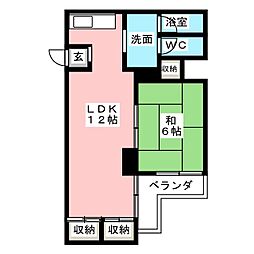 古川ビル 4階ワンルームの間取り