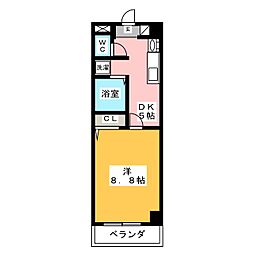 ソレアード関戸 7階1Kの間取り