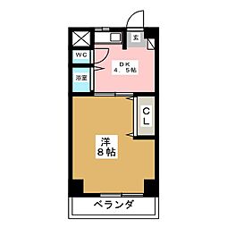 パティオ新栄 3階1DKの間取り