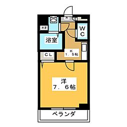 サニーウェル21 2階1Kの間取り