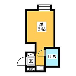 パリーマンション 3階ワンルームの間取り