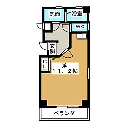 プレジデンテ上前津 2階ワンルームの間取り