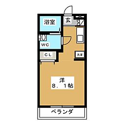 ブレーブス鶴舞 2階ワンルームの間取り