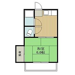 ふじハイツ 2階1Kの間取り