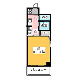 名古屋市営東山線 新栄町駅 徒歩13分の賃貸マンション 5階1Kの間取り