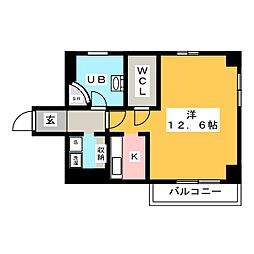 シュタットメゾンII 8階1Kの間取り