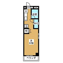 へんぜるハイツ 7階1Kの間取り
