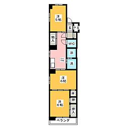 右近第1ビル 4階3DKの間取り