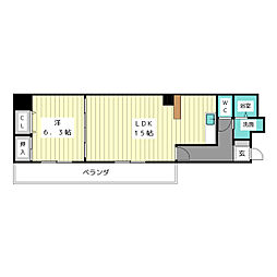 L.A上前津 10階1LDKの間取り