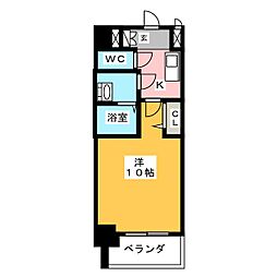 プレサンス上前津プレス 13階1Kの間取り