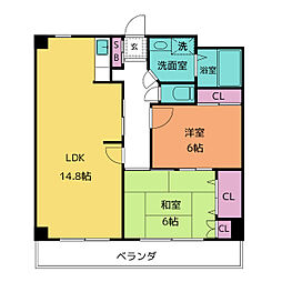 ヤマコ第2ビル 7階2LDKの間取り