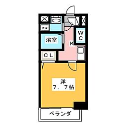 アトネス1604 5階1Kの間取り