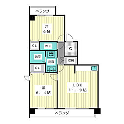 アーバンドエル上前津 2LDKの間取図画像