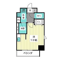 プロシード大須 11階ワンルームの間取り
